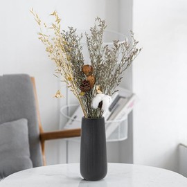 Gemseek 8 Inch Matte Black Ceramic Vase, Decorative Minimalist Textured Flower Vase for Modern Home Decor Living Room Table Centerpieces