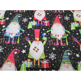 Fabric Traditions Christmas Gnomes with Black Sparkle - Fabric Traditions - 1 YD - CUTE!!