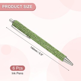 PATIKIL Rhinestone Metal Ballpoint Pen, 6 Pack Crystal Diamond Pens Black Ink 1.0mm Point Sparkly for Women Gift Office Note Taking Journaling, Green