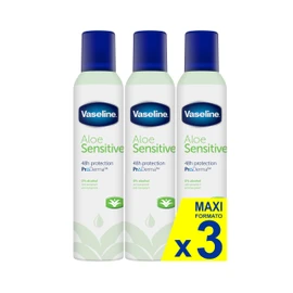Vaseline Aloe Sensitive 48h 250ml | 0% Alcohol (Pack of 3)