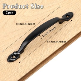 Door Handle, Furniture Handle, Pack of 2 Cabinet Handles, Black, Stainless Steel Handles, Black Cupboard Drawer Door Handle, Metal Door Handle, Robust Vintage Cast Iron Door Handles for Outdoor,