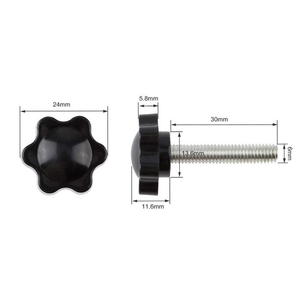INCREWAY M6 x 30mm Plum Blossom Thread Knurled Thumb Screw