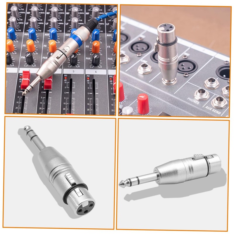 KONTONTY 4pcs Metal Headphones Adapter Silver Male to Female Headphone