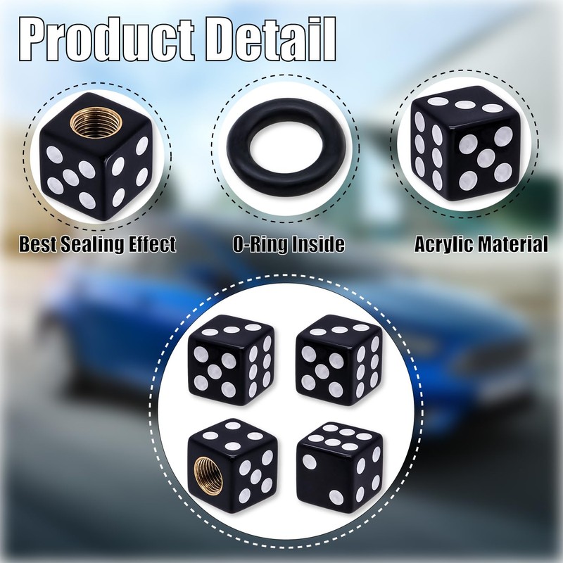 MEAJOO 8PCS Dice Shape Tire Valve Stem Caps, Universal Copper