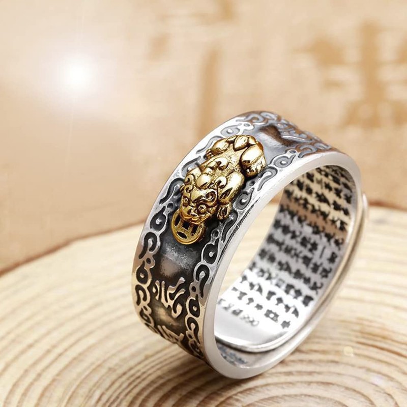 Feng Shui Pixiu Ring - Silver Adjustable Lucky Jewelry for