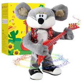 Marsjoy Rocking Dancing Mouse Plush Toy, Singing Music Twisting Body Plush Stuffed Animals, Rocking Punk Crazy Cool Guitar Mouse, Perfect Christmas Birthday New Year for Kids