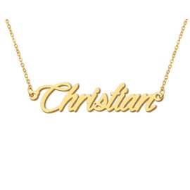 18k Gold Plated Christian Name Necklace Stainless Steel Mother Son Familys Jewelry for Birthday