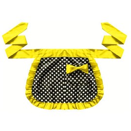 CRB Fashion Waist Pocket Half Bistro Kitchen Cooking Apron Fits Size XS to Large Polka Yellow