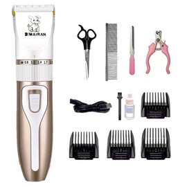 Dog Pet Shaver Low Noise, HairTrimmer, USB Rechargeable Cordless Dog Grooming Kit, Electric Pet Hair Trimmer,Pet Hair Trimmer Large, Medium, and Ssmall Dog and Cat Animal Shavers (White, one Set)