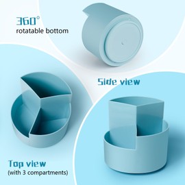 AiQInu Rotating Pen Holder, 360° Rotating Pen Holder, Desk Organiser with 3 Compartments, Large Capacity, for Office Storage & Organisation, Make-Up, Crafts
