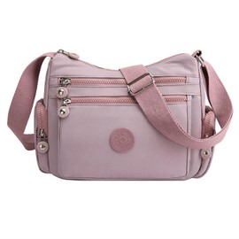 Shengxi Shoulder Bag for Women Waterproof Nylon Crossbody Bag Medium Handbag Women's Lightweight Shoulder Bag with Wide Shoulder Strap Messenger Bag for Shopping Travel, purple