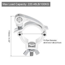 sourcing map Light Truss Clamps, Aluminum Alloy Stage Lighting Pipe O Clamp for 1.89-2.01inch OD Tube Max Load 220Lb Single Buckle, 5Pcs