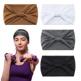 4Pcs Headbands, Headbands for Women's Hair Hair Bands for Women Wide Headband for Women Hair Scarf Elastic Headbands Wide Soft Ladies Headband Boho Headband…