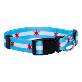 Native Pup Chicago Flag Dog Collar (Chicago Big Stars, Large)
