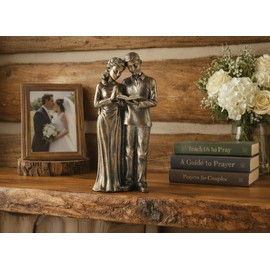 JFSM INC. Praying Husband and Wife Figurine – 8" Resin Couple Statue, Christian Home Decor, Religious Gift for Couples, Tabletop Prayer Sculpture