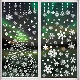 Pack of 214 Window Stickers, Snowflakes, Christmas Window Stickers, Christmas Stickers, Reusable