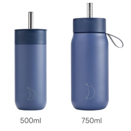 Chilly's Switch - BPA-Free Stainless Steel Drinking Cup with Wide Straw for Milkshakes and Bubble Tea - Double Walled, Vacuum Insulated - Whale Blue, 500 ml
