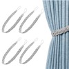 JZK 2 Pairs Silver grey tiebacks for curtains, braided curtain