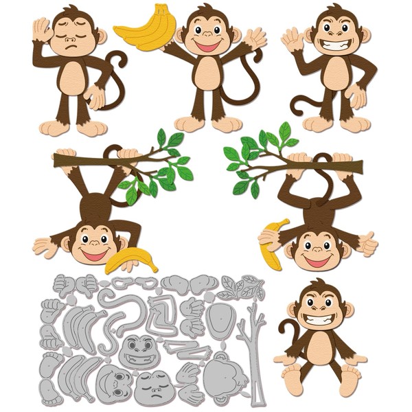GLOBLELAND Funny Monkey Cutting Dies for DIY Scrapbooking Metal Twig