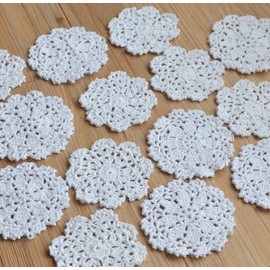 SouthMage 20 Hand Crochet Small White Snowflake Lace Doilies Lot for Crafts