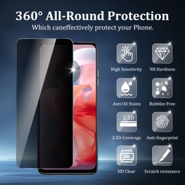 CHRINECY [4 Pack] 2 Pack Privacy Screen Protector for Motorola Moto G Power 5G 2024 with 2 Pack Camera Lens Protector, 9H Hardness Tempered, Anti Spy Anti Peeping