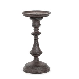 Sungmor Rustic Cast Iron Pillar Candle Holder, 7.8" Tall Vintage Candlestick Holders, Table Centerpiece Metal Candle Holder, Farmhouse Candle Stand for Fireplace Shelf Home Decor
