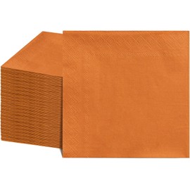 NatNarr 120 Pcs Cocktail Napkins Orange Napkins Disposable Fall Dessert Beverage Napkin Orange Autumn Party Napkin for Fall Harvest Thanksgiving Party, 5 x 5 Inch