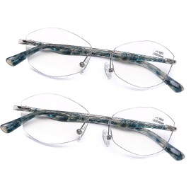 AQWANO Rimless Reading Glasses Women Fashion Designer Computer Blue Light Blocking UV400 Protect Classic Elegant Frameless Readers,2.75
