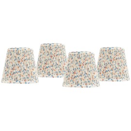 4" Top x 6" Bottom x 5 1/2" High x 5 1/2" Slant Print Lamp Shade Replacement Set of 4 Small Blue Red Empire Round Modern Fabric Leaf Pleated Floral Clip On - Springcrest