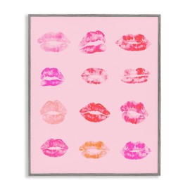 Stupell Industries Lipstick Kiss Pattern Framed Giclee Art Design by Daphne Polselli