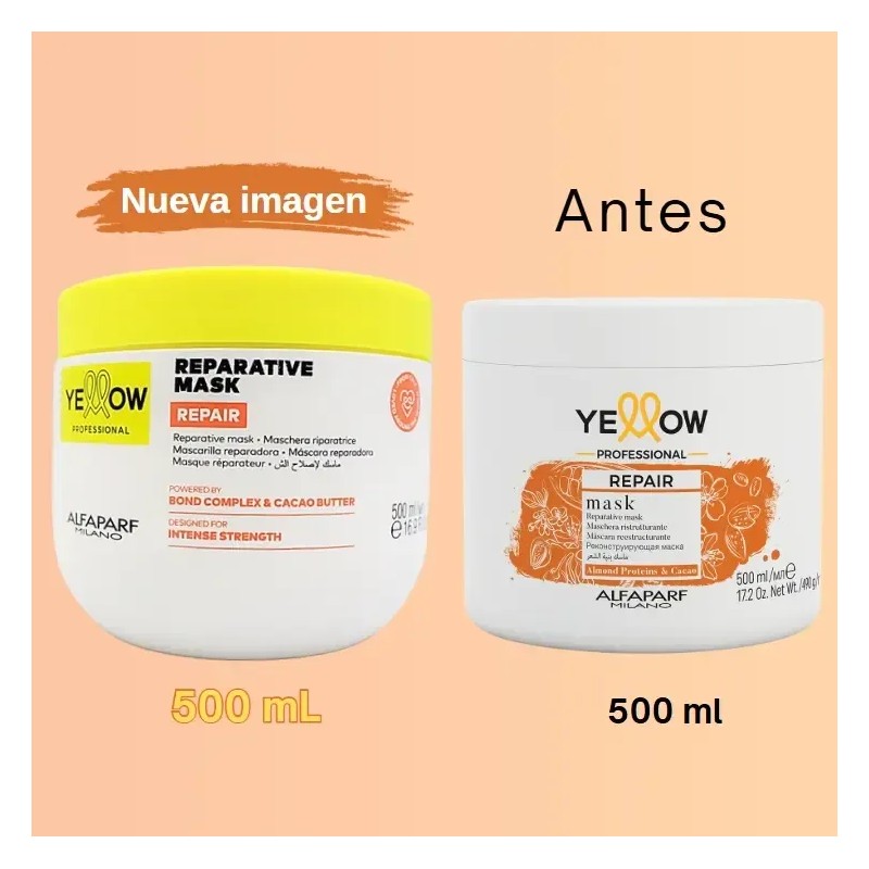 Yellow Mascara Reestructurante Repair Almendra Cacao 500ml