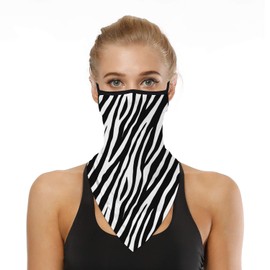 YAYOUREL Zebra Animal Bandana Neck Gaiter Face Mask Covering Bandanas for Men Women Summer UV Cooling Face Scarf Mask Cover Ear Loop Hole Triangle Facemask for Fishing Running Cycling Hiking