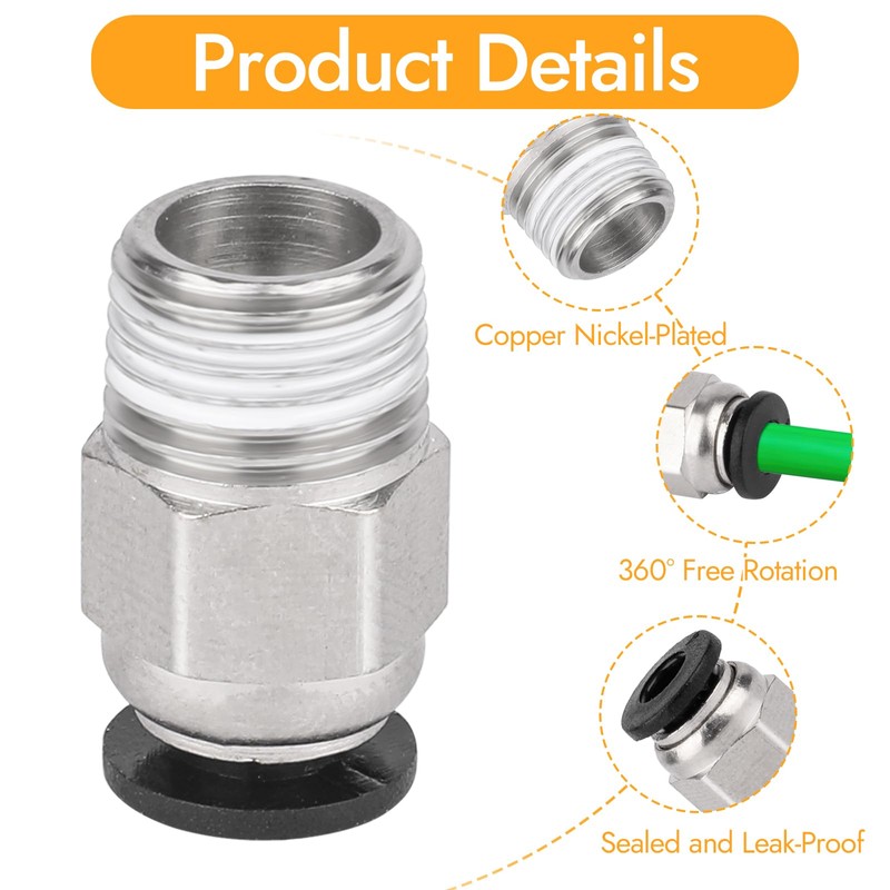 PC4-M10 Plug, PC4-M10 Pneumatic Connector, PTFE Tube Quick Push Fitting