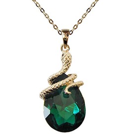 Navachi 18k Gold Plated Crystal Pear-shaped Green Zirconia Snake Az6003p Pendant Necklace 16"+2"