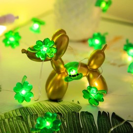 HEZHFA St. Patrick's Day Four-Leaf 13FT 40 LEDs Clover String Lights, Green Irish Decor for a Bedroom Party Feast Outdoor Courtyard Decor.