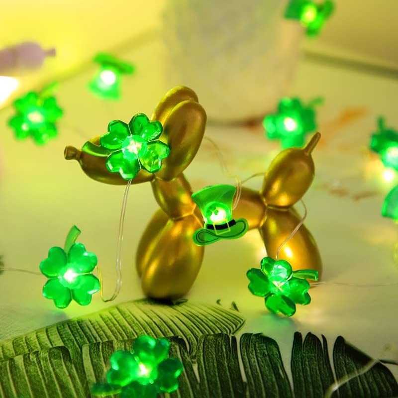 HEZHFA St. Patrick's Day Four-Leaf 13FT 40 LEDs Clover String