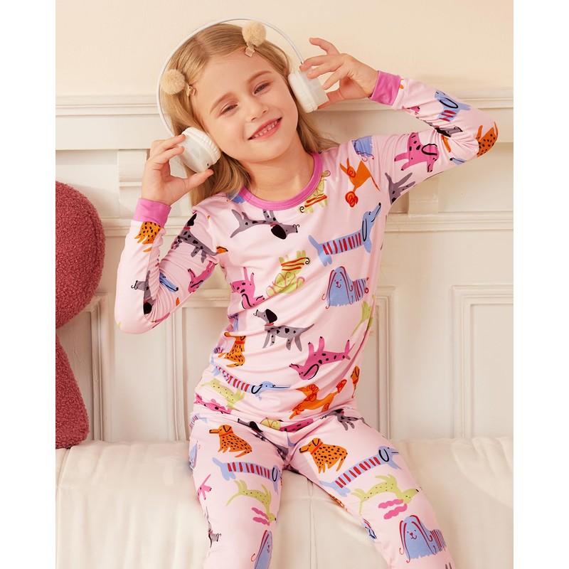 Bamboo Viscose Toddler Girls Kids Pajama Sets 6-7T Snug fit