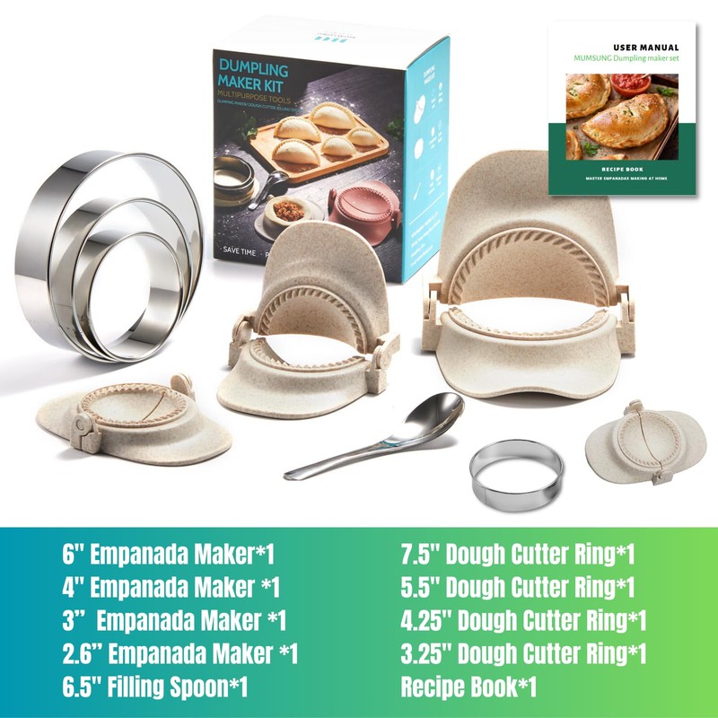 MUMSUNG Empanada Maker Press, 4Size (6"+4"+3"+2.6") Professional Dumpling Maker Mold