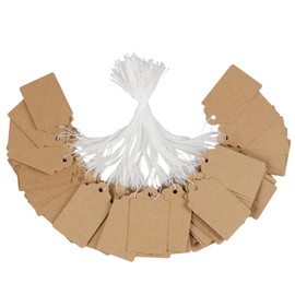 Uniclife 200 Pcs Price Tags with String Attached 1.8 Inch Writable Brown Kraft Paper Tags Hang Tags Price Display Labels for Pricing Clothing Jewelry Blank Merchandise Marking Tags, 1.8" x 1.05"
