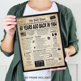 60th Birthday Decorations for Women or Men, Classy Vintage Table Decor, 60th Birthday Gifts for women, Funny 60 Birthday Sign for Him or Her, Back in 1964 Print (8 x 10, UNFRAMED)