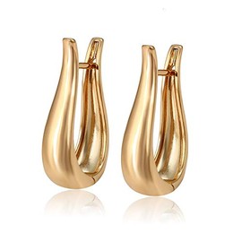 Blue Diamond Club - Tapered Dangle Hoop Earrings for Women 18ct Gold Filled Stylish and Elegant Medium Size Greek Style