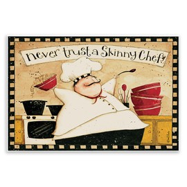 Stupell Industries Never Trust a Skinny Chef with Happy Cook Phrase Wall Art, 13x19, Beige