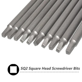 Saipor 10pcs SQ2 100mm Magnetic Square Drill Bit Set Hex Shank Square Screwdriver Bit Set Robertson Square Drive Bits for Poket Hole Jig
