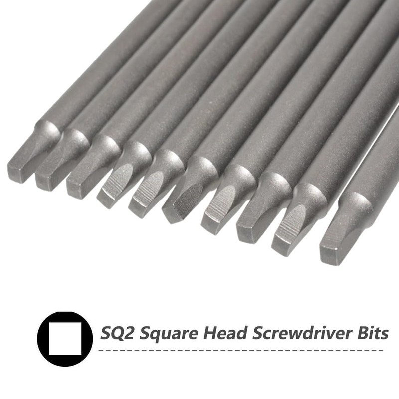 Saipor 10pcs SQ2 100mm Magnetic Square Drill Bit Set Hex