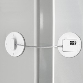 Fridge Lock Refrigerator Lock- Child Safety Cabinet Locks for Refrigerator, Freezer, Drawers & Cabinets - No Key Combination Lock, Adjustable & Reusable for Kids, Adults, Pets (White 1Pack)