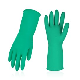 Vgo... Reusable Household Cleaning Gloves,Rubber Dishwashing gloves,Extra Thickness,Long Sleeves,Kitchen Cleaning/Working/Painting/Gardening/Pet Care(HH4601, Green, L, 1Pair)