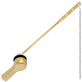 Hygie Rinse Metal Toilet Handle Replacement, Universal Front Mount, Brushed Gold Toilet Lever Flusher with Stainless Steel Flapper Chain, Toilet Repair Kit