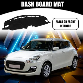 Partuto Dash Cover - Car Center Console Non-Slip Dash Board Mat - for Suzuki Swift 2018-2021 - Polyester Black - 1Pc