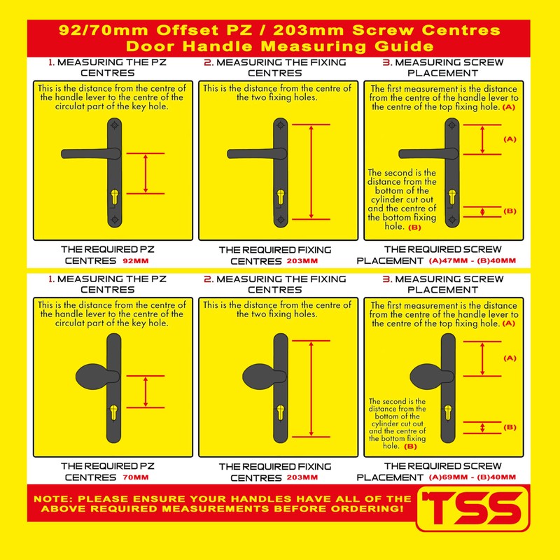 TSS UPVC Door Handle Set- Lever Moveable Pad - 92mm