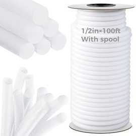 MotiMind 1/2 Inch x 100 ft Foam Backer Rod for Gaps Joints Concrete Crack Filler Caulk Saver Bulk Foam Backing Rod Concrete Filler Rope for Weather Stripping Door Seal (White)